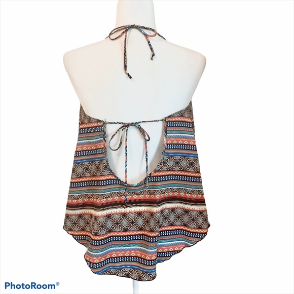 Sketchbook Boho Style Halter Open Back Tank Sz S - Picture 3 of 7